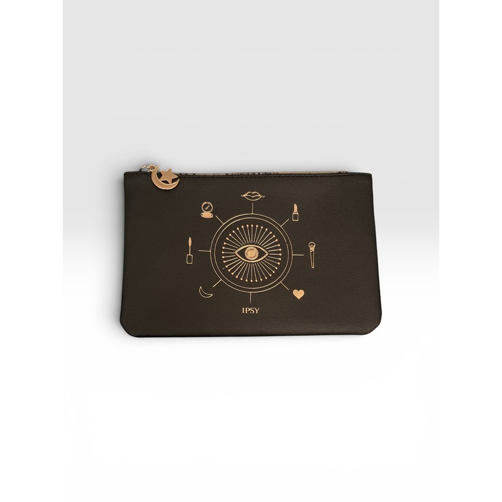 Ipsy Black Gold Celestial Evil Eye Makeup Bag Moon Star Zipper Pouch Cosmetic